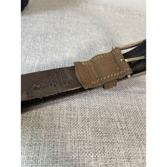 Martelli Mens Brown Suede Leather Belt Size 30 Silver Buckle Made in Mexico - Picture 4 of 6